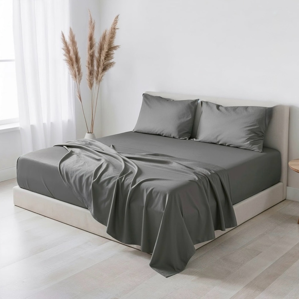 Gray Bamboo Rayon Standard Sheet Set Soft and Silky NWOT - Picture 3 of 8